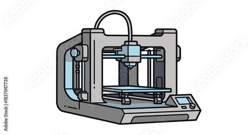 Modern 3D printer machine a technological device for additive manufacturing perfect for innovation and design concepts isolated on white