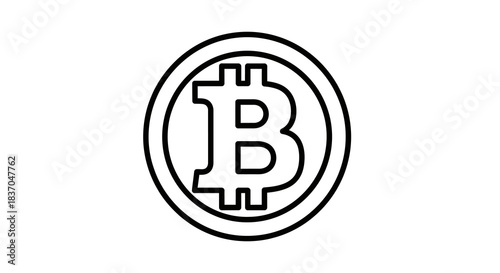 Bitcoin symbol icon clean outline vector illustration for cryptocurrency and finance concepts isolated on white background