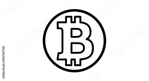 Bitcoin logo icon simple outline symbol for cryptocurrency and digital finance isolated on white background