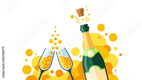 champagne bottle and glass