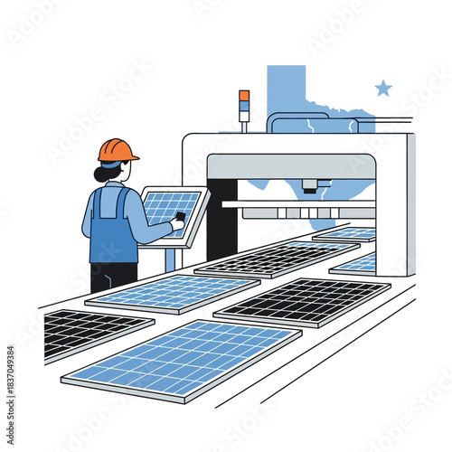 Solar Panel Manufacturing Process in a Modern Factory.