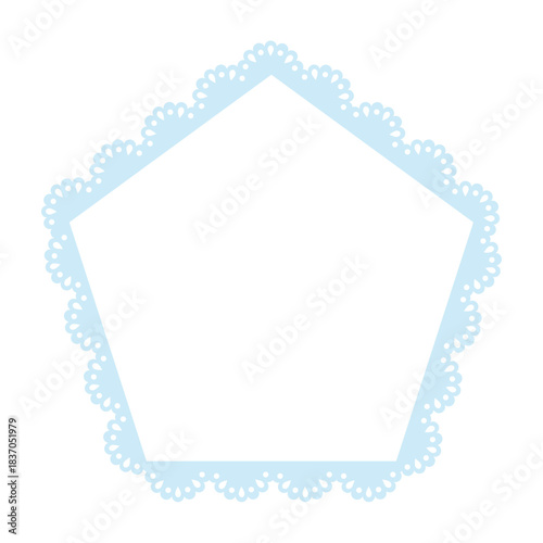 Simple blue lace frame, pentagon tag, label
