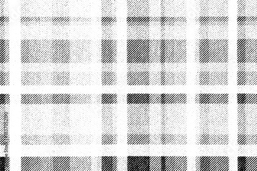 Vászonkép Macro halftone of soft plaid fabric with shaded checks and crossing bands, printed in black ink on a transparent background