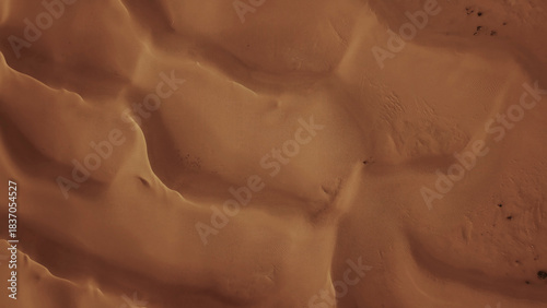 Aerial top view on sand dunes in desert