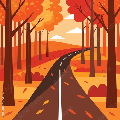 road in autumn forest