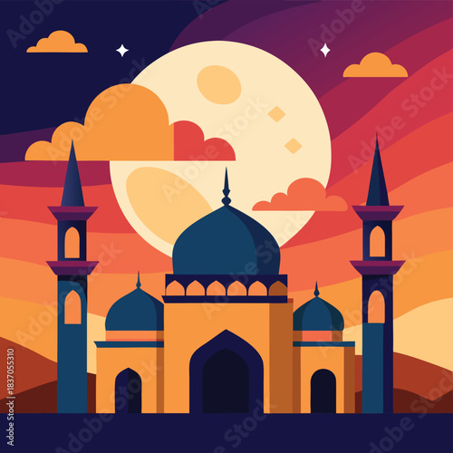 islamic mosque at sunset