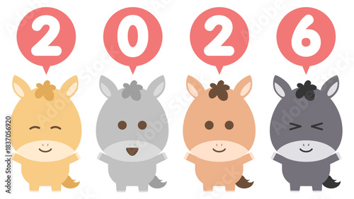 並んで万歳する馬たち（2026）