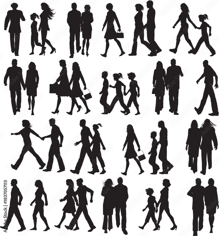 Fototapeta premium hand drawn silhouettes of people