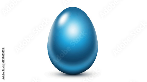 A glossy blue egg with a bright highlight and shadow