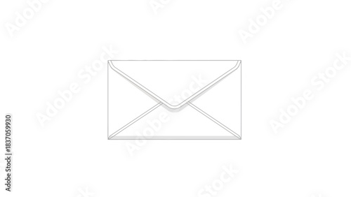 A minimalist illustration of a white envelope on a white background