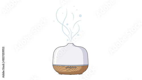 A minimalist illustration of an oil diffuser emitting a vapor