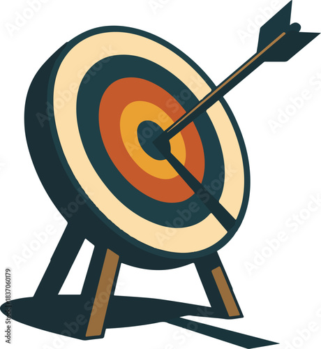 Archery target with arrow in the bullseye sport