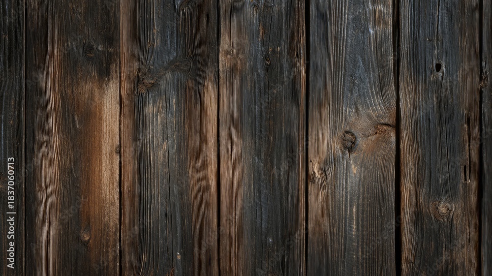 Fototapeta premium Rustic wooden planks with dark tones. AI image