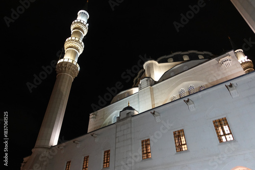 Tirana, Albania, October 17th 2025; Standing in awe before the majestic Namazgah Mosque, a symbol of faith, unity, and architectural brilliance in the heart of Tirana.