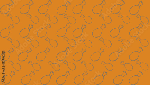 Seamless pattern of chicken legs. Hand drawing Doodle chicken legs. Fried chicken doodle pattern background. Fried chicken Seamless Pattern for coloring kids books