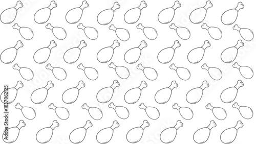 Seamless pattern of chicken legs. Hand drawing Doodle chicken legs. Fried chicken doodle pattern background. Fried chicken Seamless Pattern for coloring kids books