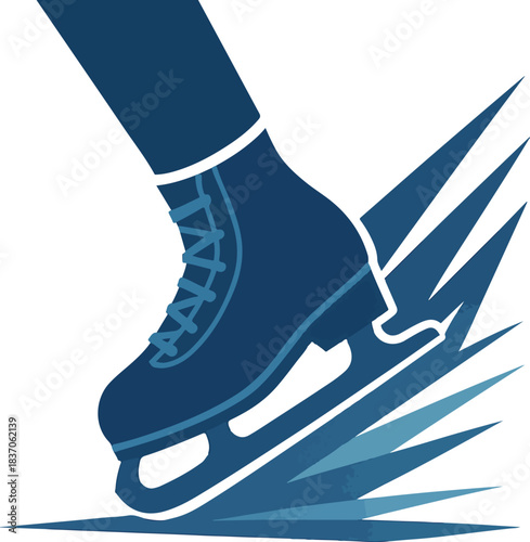 Close-up of Ice Skate Blade Cutting Ice Keywords: ice skate, skating, ice, blade, sharp, motion