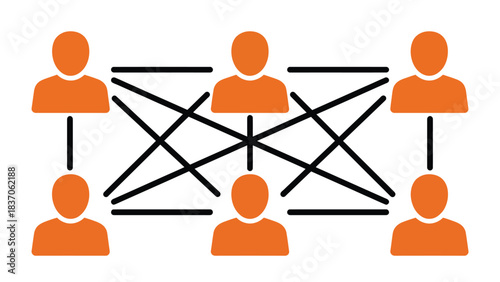 Connected People Network Iconography Representing Global Communication and Social Media Connections