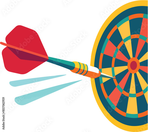 Dart Flying Towards a Colorful Dartboard game sport