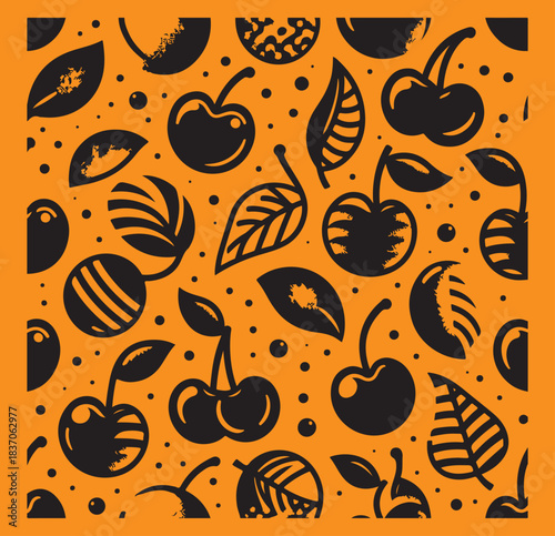 Geometric cherry vector pattern for  spring clothing  