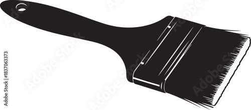 Black Paintbrush Silhouette on White Background Keywords: paintbrush, paint brush, art, artist