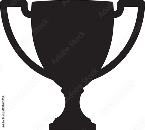 Black silhouette of a trophy cup on a white background Keywords: trophy, cup, award, winner