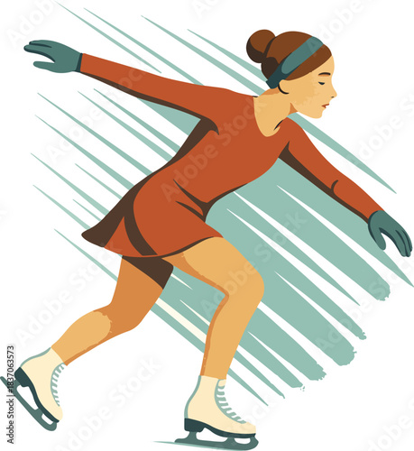 Figure Skater Performing a Spin on Ice Keywords: figure skater, ice skating, sport, winter