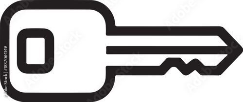 Simple key icon on white background Keywords: key, icon, symbol, security, access, unlock, lock