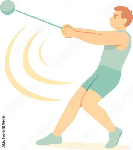 Hammer thrower spinning with hammer athlete athletics