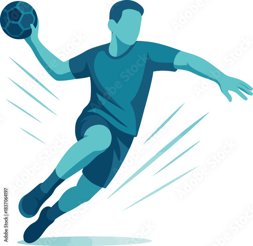 Handball player throwing ball in dynamic pose sport
