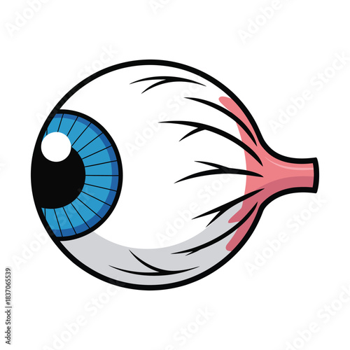 Cartoon illustration of a bloodshot human eye showing redness and irritation indicating possible conjunctivitis or allergic reaction icon