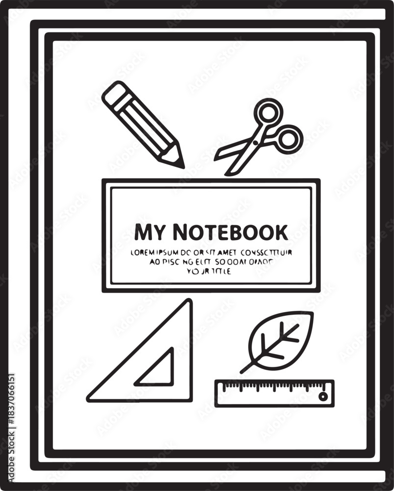 Fototapeta premium School Planner Icons & Classroom Labels Bundle – Minimal Black Clipart Vector Set