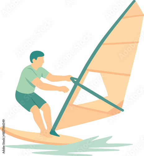 Person windsurfing on calm water windsurfer water sport