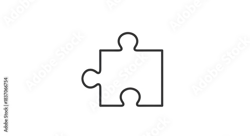 Simple black and white puzzle piece illustration on a white background.