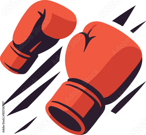 Red Boxing Gloves in Motion sport fight