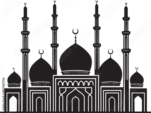 



please type minimum 25 words SEO-based title for silhouette style vector minimal medina logo design