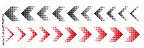 Halftone moving arrow representing speed, acceleration, fast vector illustration