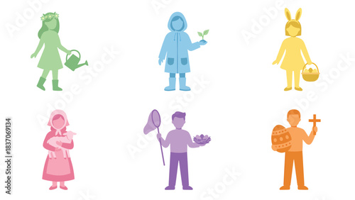 Vibrant Seasonal Icons Spring Gardening Easter Celebration and More Diverse Holiday Activity Illustrations