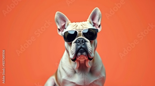 Bulldog elegante con gafas de sol de aviador