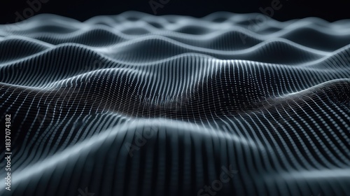 haptic feedback system visualized, a surface covered in a grid of microscopic pistons that are creating a texture, visualized as a ripple of light, representing the sense of touch. 