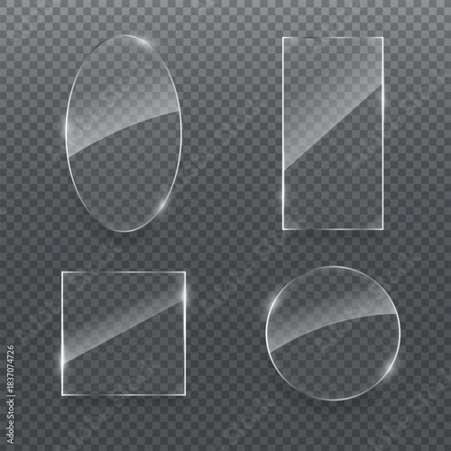 Reflective plexiglass signboard collection mockup vector