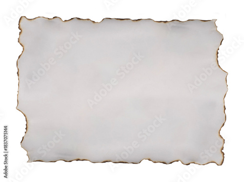 Burnt edge white paper isolated on white background