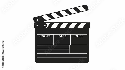 Clapperboard Icon for Film and Movie Production Scene Take Roll.