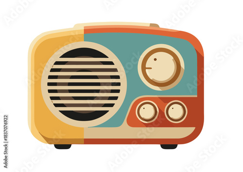 retro radio isolated on white png vector