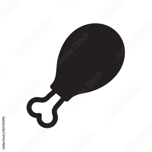 A simple black and white silhouette depicts a single isolated piece of fried chicken drumstick imagery