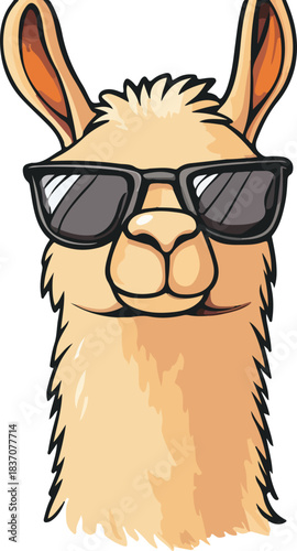  cartoon illustration llama sunglasses