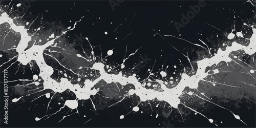 Abstract black and white grunge background texture with ink splatters and paint splashes for digital art design