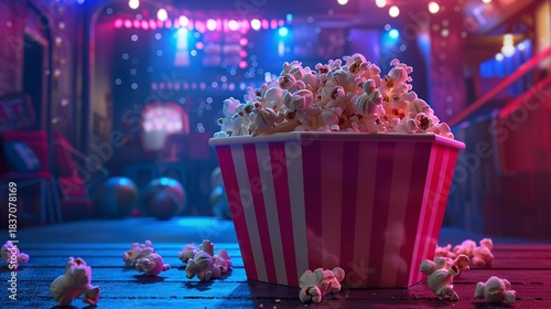A photo of a large bowl of popcorn for a movie