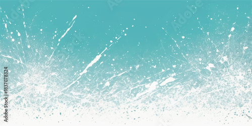 The abstract, cold, blue wave texture features a grunge pattern of winter snowflakes and light