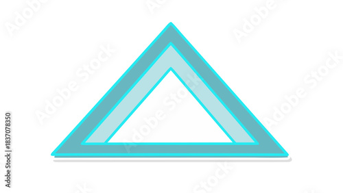 A Glowing Cyan Triangle Shape Appears On A Black Background With A White Center And A Thin Cyan Outline Creating A Futuristic Abstract Geometric Design